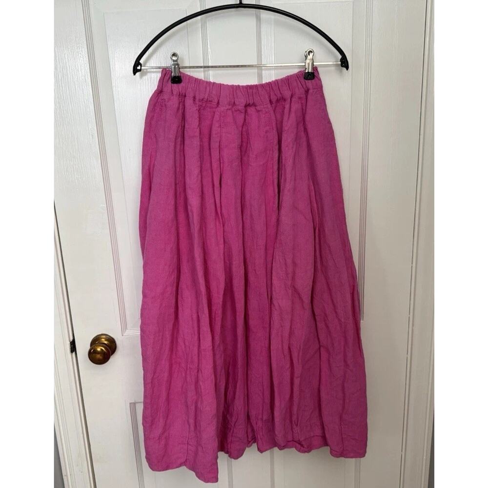 Ricorrrobe Flower Textured Linen Skirt In Pink - S